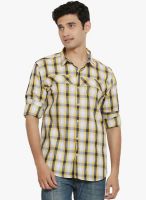 Orange Valley Yellow Checked Slim Fit Casual Shirt