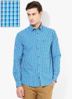 Park Avenue Blue Checked Slim Fit Casual Shirt