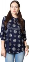 People Printed Women's Kurti(Dark Blue)