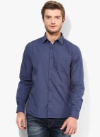 Pepe Jeans Blue Solid Regular Fit Casual Shirt