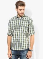 Peter England Yellow Checks Regular Fit Casual Shirt