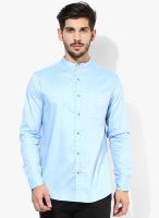 Phosphorus Blue Solid Slim Fit Casual Shirt