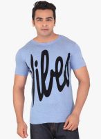 Radbone Light Blue Printed Round Neck T-Shirt