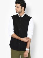 See Designs Black Solid Casual Shirt