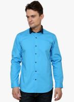 See Designs Blue Slim Fit Casual Shirt