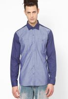 See Designs Light Blue Solid Casual Shirt