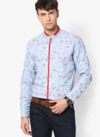 See Designs Printed Light Blue Casual Shirt