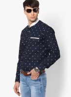 See Designs Printed Navy Blue Casual Shirt