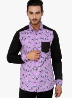 See Designs Purple Printed Slim Fit Casual Shirt