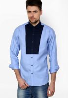 See Designs Solid Light Blue Casual Shirt