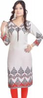 Shop Rajasthan Casual, Formal Self Design, Printed Women's Kurti(White)