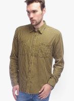 Slub Checks Yellow Casual Shirt