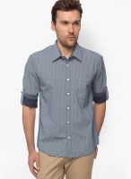 Slub Printed Grey Casual Shirt