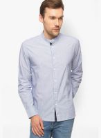 Slub Solid Light Blue Casual Shirt