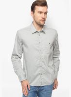 Slub Solid Light Grey Casual Shirt