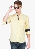 Slub Yellow Solid Slim Fit Casual Shirt