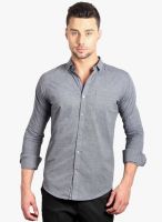 Solemio Charcoal Grey Solid Slim Fit Casual Shirt
