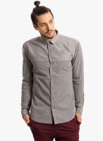 Specimen Grey Solid Slim Fit Casual Shirt