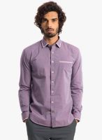 Specimen Purple Solid Slim Fit Casual Shirt