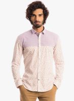 Specimen White Printed Slim Fit Casual Shirt