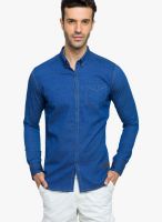 Status Quo Navy Blue Printed Regular Fit Casual Shirt