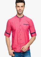 Status Quo Pink Solid Regular Fit Casual Shirt