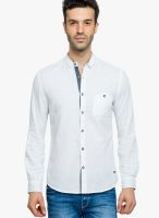 Status Quo White Solid Regular Fit Casual Shirt