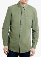 TOPMAN Olive Solid Slim Fit Casual Shirt