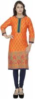 Tarama Printed Women's Straight Kurta(Orange)