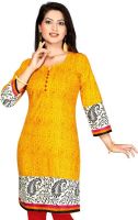 Tanzeb Casual Printed Women's Kurti(Yellow)