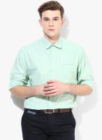 The Design Factory Green Solid Slim Fit Casual Shirt