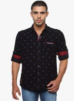 The Indian Garage Co. Navy Blue Printed Slim Fit Casual Shirt