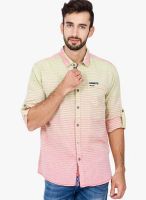 The Indian Garage Co. Pink Striped Slim Fit Casual Shirt