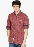 The Indian Garage Co. Rust Printed Slim Fit Casual Shirt