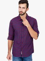 The Indian Garage Co. Wine Checks Slim Fit Casual Shirt