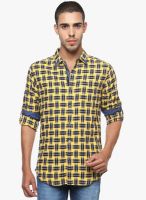 The Indian Garage Co. Yellow Check Slim Fit Casual Shirt