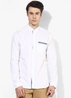 Tom Tailor White Solid Regular Fit Casual Shirt