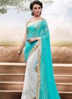 Touch Trends Blue Embellished Saree