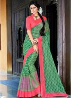 Triveni Sarees Green Printed Saree