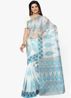 Triveni Sarees White Printed Saree