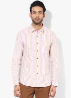 Turtle Orange Striped Slim Fit Casual Shirt