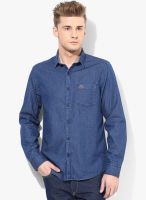 U.S. Polo Assn. Blue Printed Regular Fit Denim Shirt
