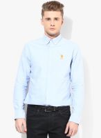 U.S. Polo Assn. Blue Solid Regular Fit Casual Shirt