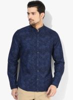 United Colors of Benetton Blue Printed Slim Fit Casual Shirt