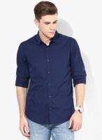 United Colors of Benetton Navy Blue Slim Fit Casual Shirt