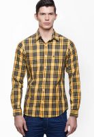 United Colors of Benetton Yellow Check Regular Fit Casual Shirt