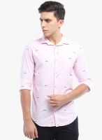 Vintage Pink Printed Slim Fit Casual Shirt