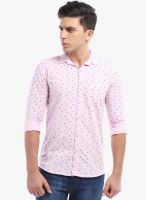 Vintage Pink Printed Slim Fit Casual Shirt