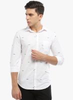 Vintage White Printed Slim Fit Casual Shirt