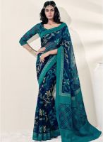 Vishal Blue Embroidered Saree